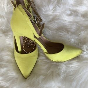 Neon yellow suede look